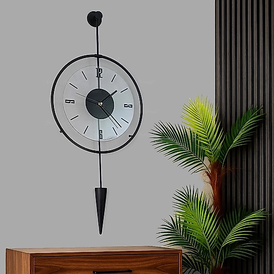 Masippi Glazing Siyah 40 X 90 Cm, Modern Dekoratif Metal Duvar Saati