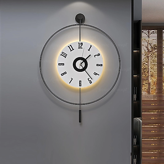 LED'li SİYAH Tiktok (BÜYÜK BOY 50x75 CM) Nano Kırılmaz ABS Göbek, Modern Dekoratif Sarkaçlı Metal Duvar