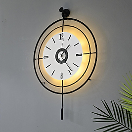 LED'li SİYAH Target Kristal (BÜYÜK BOY 50 X 75 Cm), Modern Dekoratif Metal Duvar Saati