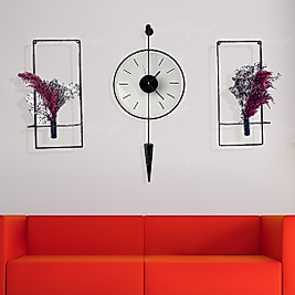 VİP SET 3'LÜ MasipPi Glazing SİYAH, Modern Dekoratif Duvar Saati