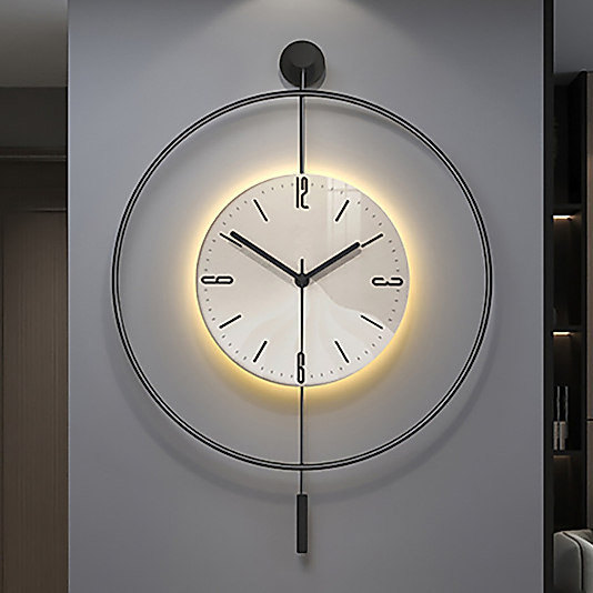 LED'li SİYAH Tiktok (BÜYÜK BOY 50x75 CM) Nano Kırılmaz ABS Göbek, Modern Dekoratif Sarkaçlı Metal Duvar
