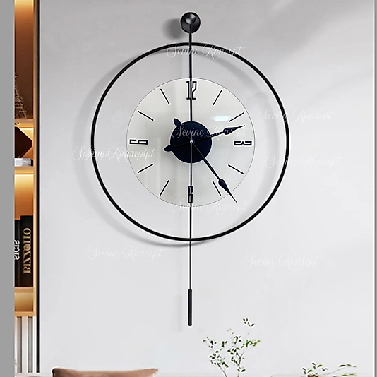 Siyah Luxe Şeffaf CAM Ürün Tiktok (BÜYÜK BOY 50x75 CM) Modern Duvar Metal Saati