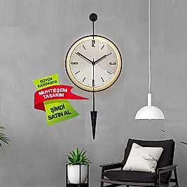 Led'li Siyah Masippi Kristal 40x90 Cm, Modern Dekoratif Metal Duvar Saati