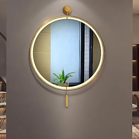 LED'li İzmir Ayna GOLD 60 cm Dekoratif Duvar Salon Mutfak Banyo Makyaj Aynası