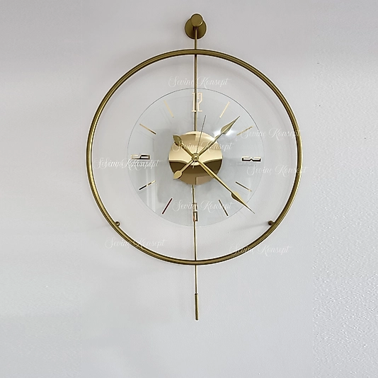 Gold Luxe Şeffaf Nano Tiktok Orta Boy Modern Metal Duvar Saati