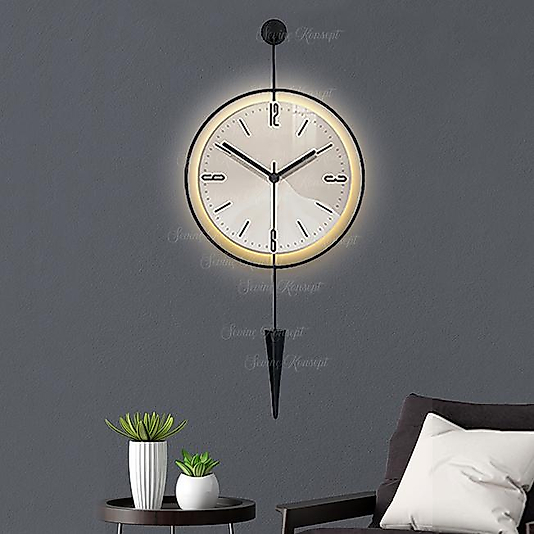 Led'li Siyah Masippi Kristal 40x90 Cm, Modern Dekoratif Metal Duvar Saati