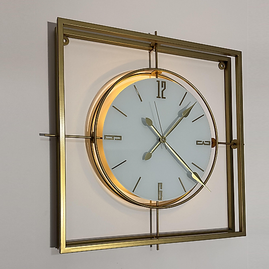 Gold Kristal Square 60 cm Nano ABS Kırılmaz Göbek, Modern Dekoratif Ev Ofis Salon Metal Duvar Saati