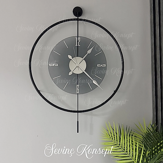 Siyah Luxe Füme Kırılmaz Göbek Tiktok (XX LARGE BOY 60x80 CM) Modern Duvar Metal Saati