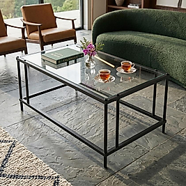 Elit SİYAH Orta Sehpa Şeffaf Camlı 54 x 94 CM, Yükseklik 50 cm Modern Dekoratif