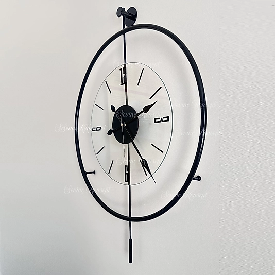 Siyah Luxe Şeffaf CAM Ürün Tiktok (BÜYÜK BOY 50x75 CM) Modern Duvar Metal Saati