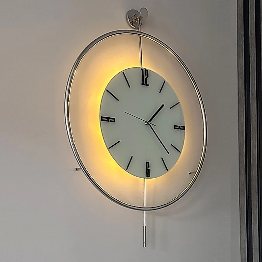 LED'li Krom Rengi Tiktok (BÜYÜK BOY 50x75 CM) Nano ABS Kırılmaz Göbek, Modern Dekoratif Sarkaçlı Metal Duvar