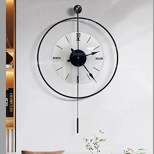 Siyah Luxe Şeffaf CAM Ürün Tiktok (BÜYÜK BOY 50x75 CM) Modern Duvar Metal Saati