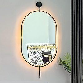 Led'li Siyah Serenity Ayna 38 X 82 Cm Dekoratif Antre Duvar Salon Mutfak Banyo Wc Ofis Makyaj Aynası