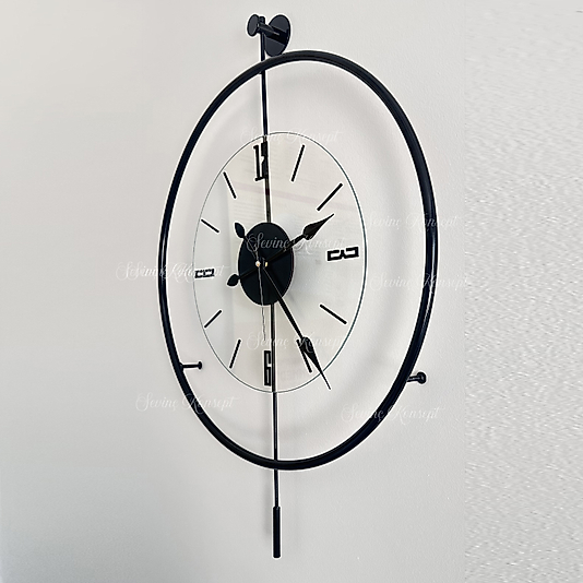 Siyah Luxe Şeffaf CAM Ürün Tiktok (BÜYÜK BOY 50x75 CM) Modern Duvar Metal Saati