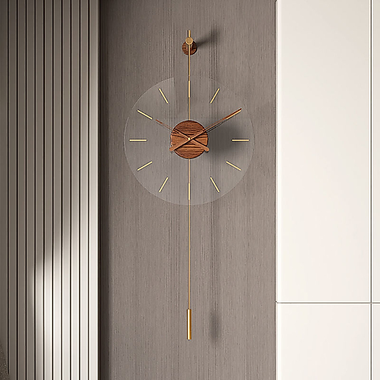 Primera Glazing Gold Time 40 Ceviz Göbek, Modern Metal Ve Cam Tasarım Duvar Saati