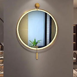 LED'li İzmir Ayna GOLD 60 cm Dekoratif Duvar Salon Mutfak Banyo Makyaj Aynası