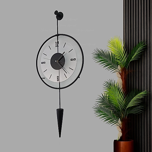 Masippi Glazing Siyah 40 X 90 Cm, Modern Dekoratif Metal Duvar Saati