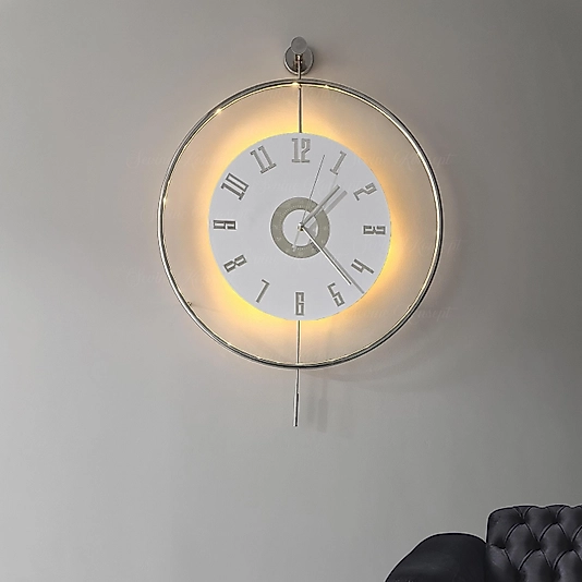 LED'li Krom Rengi İzmir 24 Tiktok (BÜYÜK BOY 50x75 CM) Nano ABS Kırılmaz Göbek, Modern Dekoratif Sarkaçlı Metal Duvar