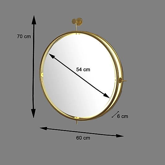 Istanbul Gold Kablosuz Ledli Ayna, Metal Dekoratif Hol Duvar Salon Mutfak Banyo Wc Ofis Aynası