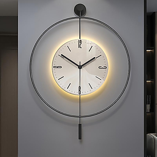 LED'li SİYAH Tiktok (ORTA BOY 40x60 CM) Nano Kırılmaz ABS Göbek, Modern Dekoratif Sarkaçlı Metal Duvar