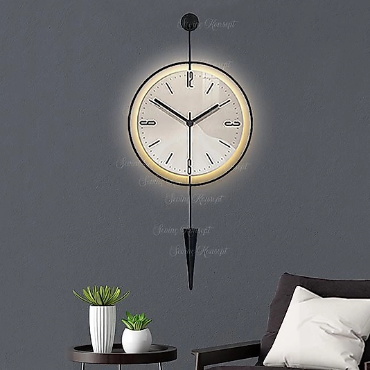 Led'li Siyah Masippi Kristal 40x90 Cm, Modern Dekoratif Metal Duvar Saati